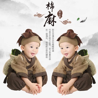 Bộ hán phục chú tiểu phong cách cổ điển thời trang mùa hè cho bé trai
