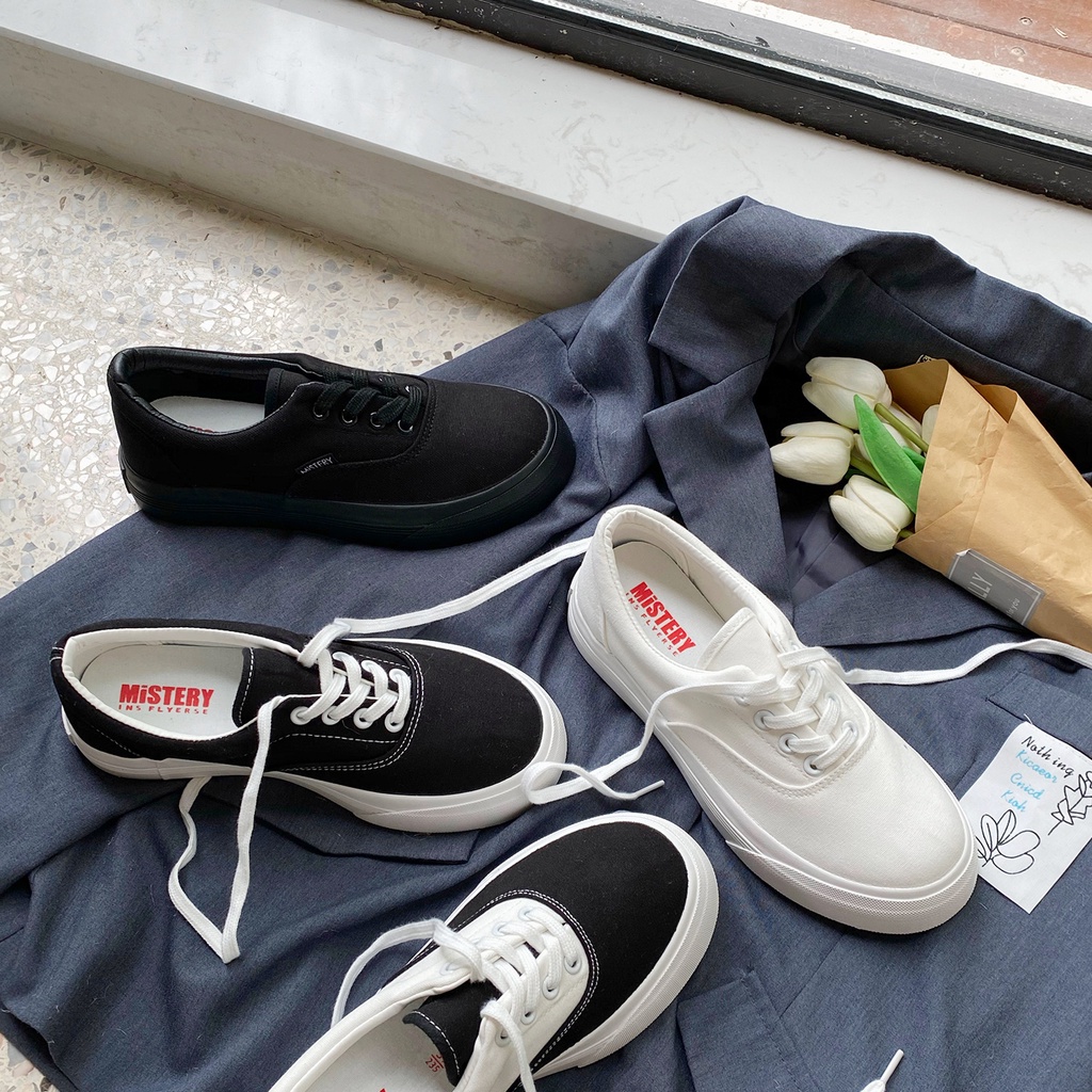 Mistery Giày thể thao trắng vải canvas cao 3cm cho nữ MIS-503