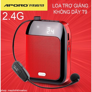 LOA TRỢ GIẢNG KHÔNG DÂY APORO T9 2.4G CÓ BLUETOOTH 5.0, BẮT SÓNG XA