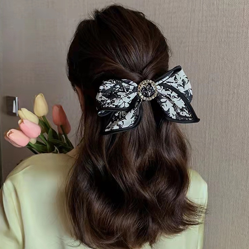 Dây Buộc Tóc Thắt Nơ Đính Đá Kim Cương Phong Cách Hàn Quốc Thanh Lịch Cho Nữ