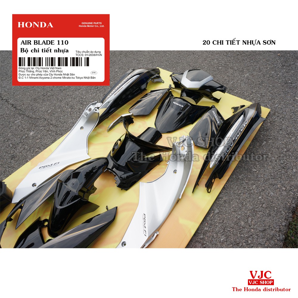 Honda Air Blade 110 - Trọn bộ 20 chi tiết nhựa sơn  đầy đủ, Màu sắc lựa chọn: Đen, Trắng, Đỏ