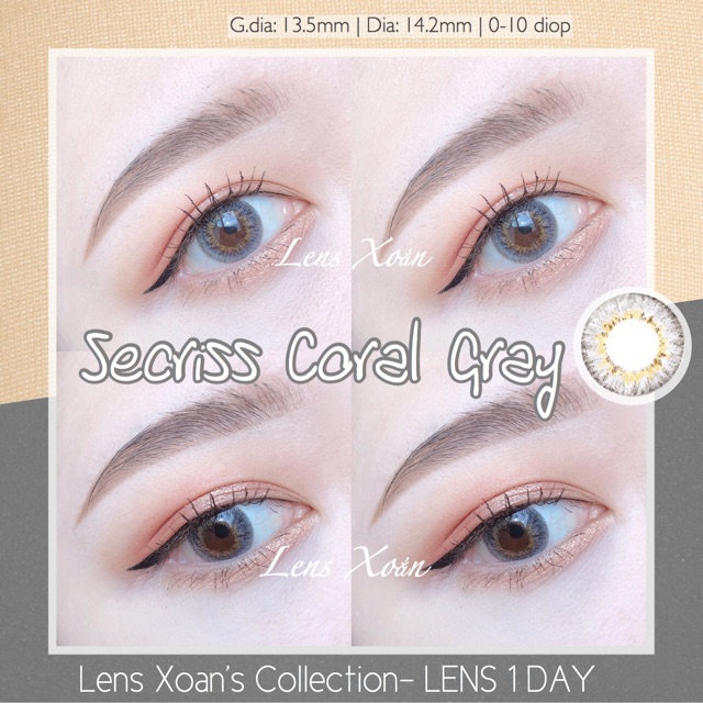 KÍNH ÁP TRÒNG 1 NGÀY SECRISS CORAL GRAY CỦA OLENS: LENS 1 DAY XÁM TÂY GIÃN NHẸ | LENS XOẮN