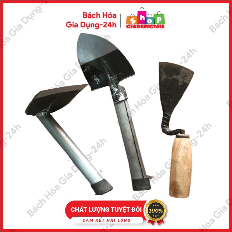 Cuốc xới, xẻng cảnh mini làm vườn loại đẹp cán sắt 20cm-Giadung24h