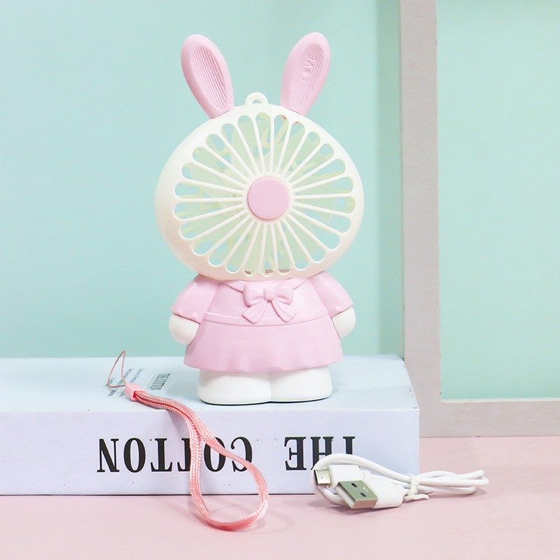 Quạt mini cầm tay sạc điện hình thú cute có đèn tích điện , cổng sạc usb , để bàn đeo cổ. | BigBuy360 - bigbuy360.vn