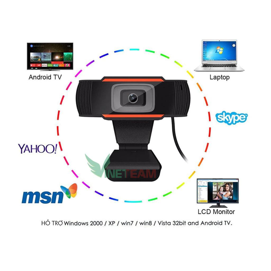 Webcam HD 720p kẹp màn hình - Thu hình cho máy tính, pc, TV, để bàn - dạy học trực tuyến- học online -dc4062