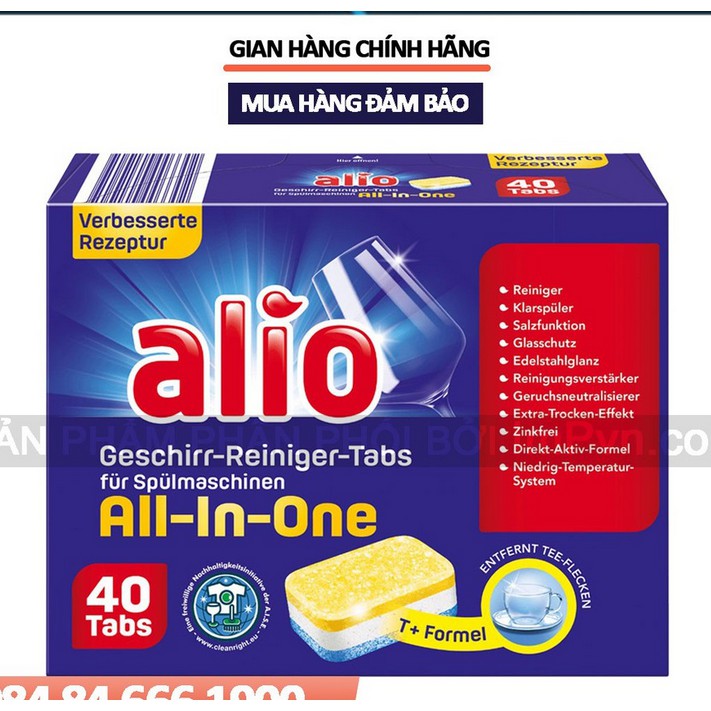 Viên rửa bát Alio All in one 40 viên (Viên 3 lớp)