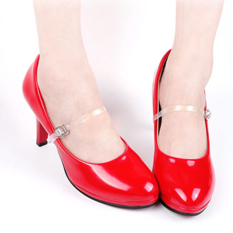 2pc Detachable Clear Silicone Shoe Straps Band for Loose High Heeled Shoes Pumps