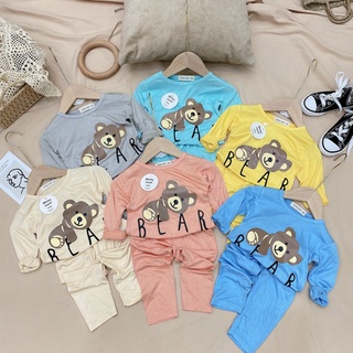 Bộ Quần Áo Cho Bé Thun Lạnh Mùa Thu In Hình Gấu BEAR Cho Bé Từ 8 - 18kg Mã TL01