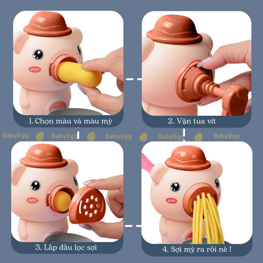 Đồ chơi đất nặn máy làm hamburger cho trẻ em nấu ăn bé trai bé gái làm mì làm kem bánh gato babyegg 3 4 5 6 tuổi