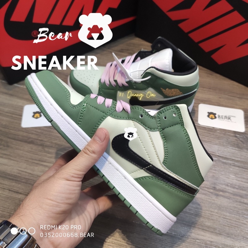 [Bear.sneaker] Giày JD1 xanh lá cao Mid green bản một một