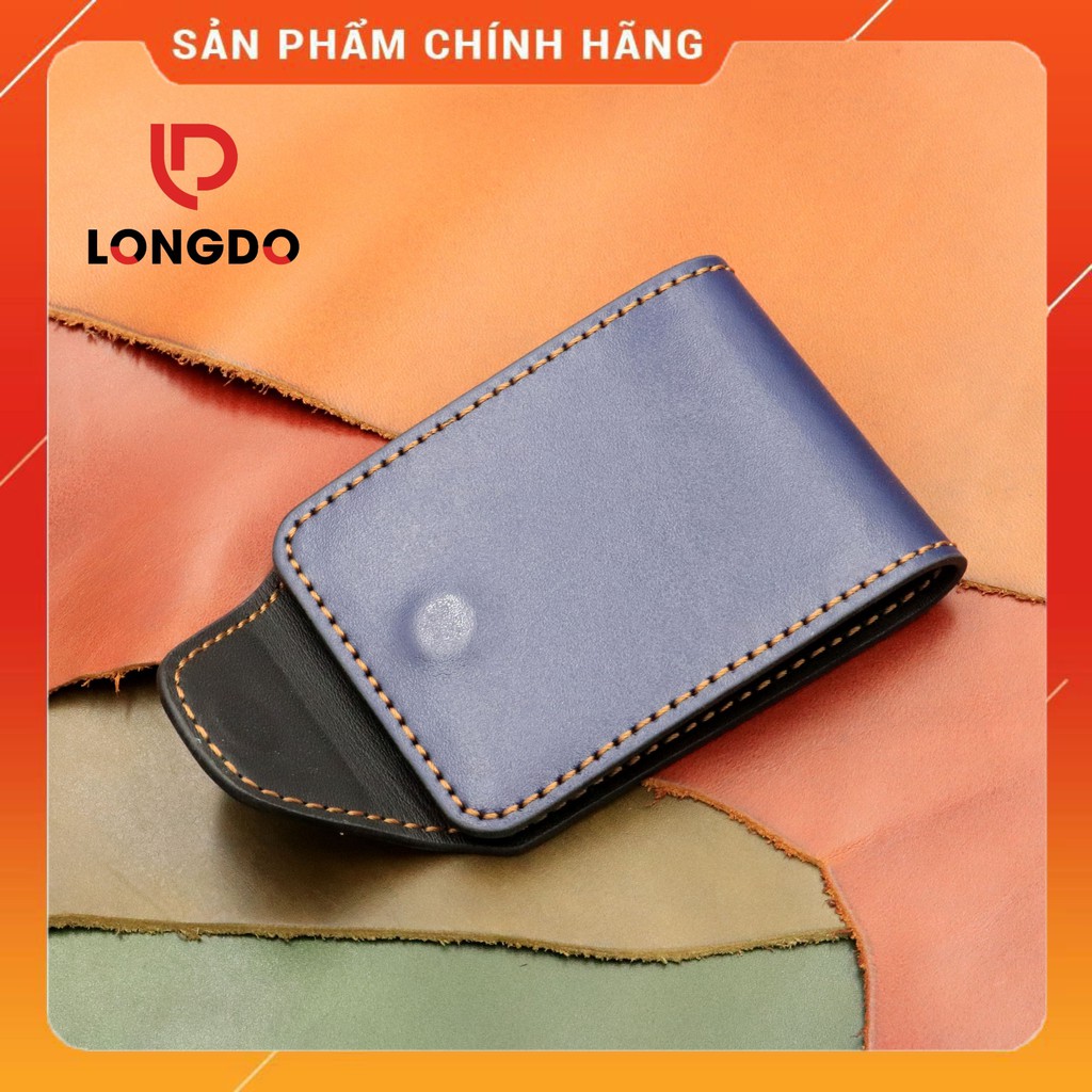 Ví Sen 5 Cao Cao Cấp - Cam Kết 100% Da Bò Thật - Ví Nam Mini Màu Xanh Navy Hàng Chính Hãng Thương Hiệu Longdo Leather