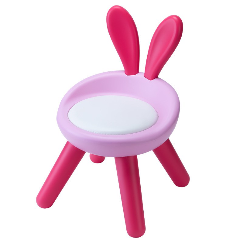 Plastic Step Stool with Back Support, Anti Slip 4- Foot Step Stool for Kids Toddler Child Cute Pet Rabbit Chair -Pink
