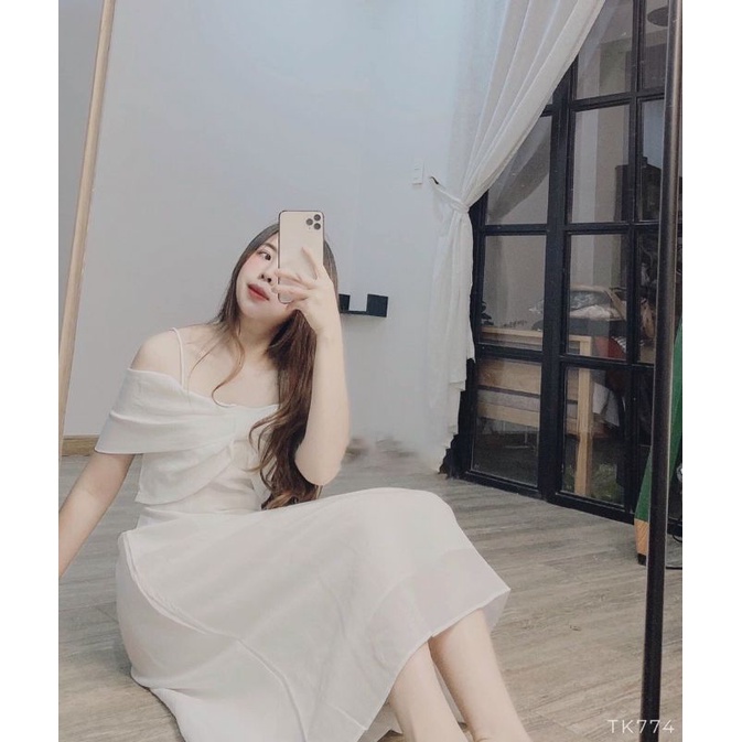 Đầm dự tiệc trễ vai 2 dây nơ ngực xinh xắn Cherry Dress | BigBuy360 - bigbuy360.vn