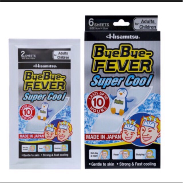 Miếng dán hạ sốt mát lạnh ByeBye-Fever SuperCool Hisamitsu (Nhật Bản)