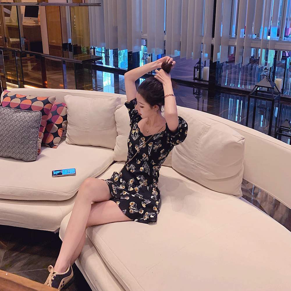 Đầm Nữ Ngắn Tay Cổ Tròn In Hoa Thời Trang | BigBuy360 - bigbuy360.vn