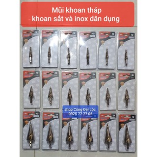 Mũi khoan tháp APBA-VS dùng cho khoan sắt và inox dân dụng , chân lục giác , nhiều kích cỡ