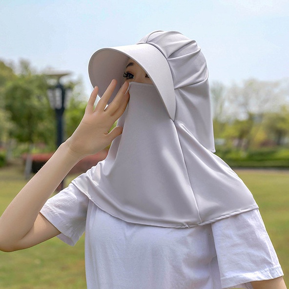 Mũ trùm đầu NINJA ngoài trời nữ mùa hè chống nắng kiêm khẩu trang - Nón lưỡi trai khẩu trang vải thun lạnh