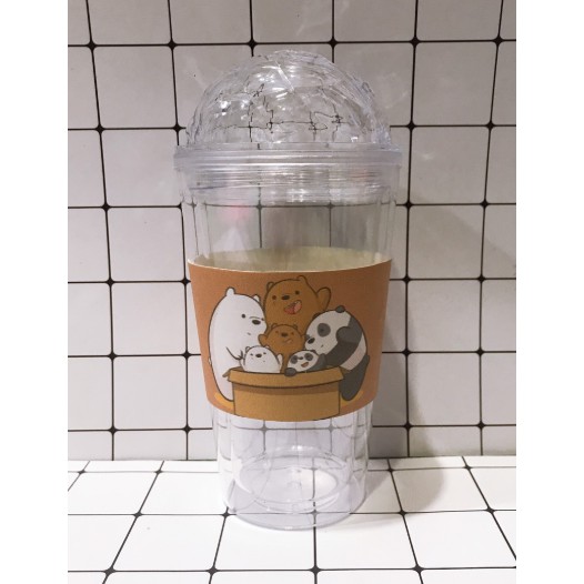 Cốc 2 lớp Ba anh em gấu C2DI3 cốc giữ nhiệt ly bare bear  2 lớp pu cốc làm lạnh dễ thương 500ml