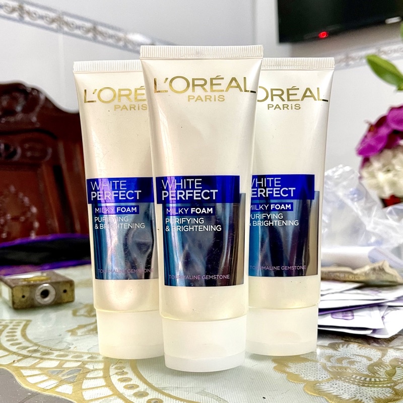 Sữa rửa mặt trắng da Loreal (L'Oreal) Paris White Perfect Milk foam purifying & brightening 50ml / 100ml