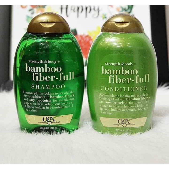 Dầu gội & xả OGX Bamboo Fiber-Full phục hồi độ đàn hồi và độ dày của tóc, ngăn ngừa gãy rụng, kích thích mọc tóc