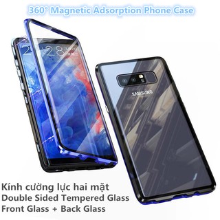 Ốp hai mặt kính cường lực có tính từ bảo vệ 360 độ cho điện thoại Samsung S8 S9 Plus Note 8
