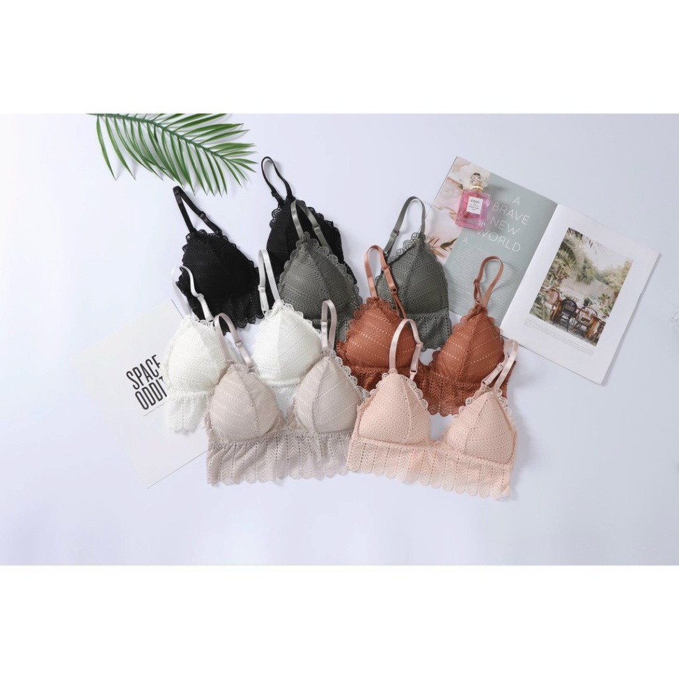 Áo lót ren,Bra ren có đệm không gọng cài sau sexy Freesz:40-58kg