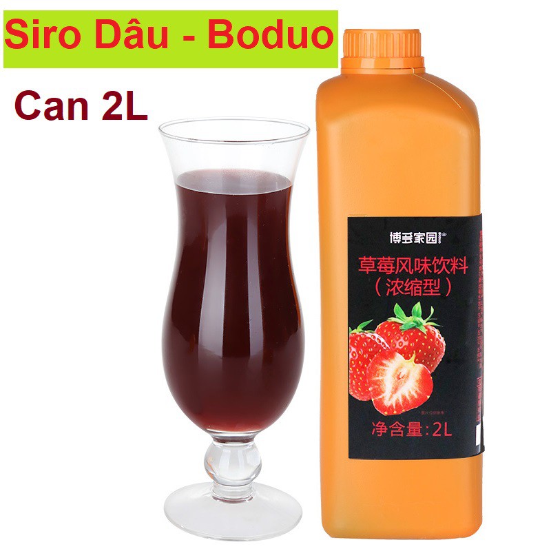 Siro Dâu Boduo  Pha chế trà sữa - Trà hoa quả Can 2L Hàng chính hãng