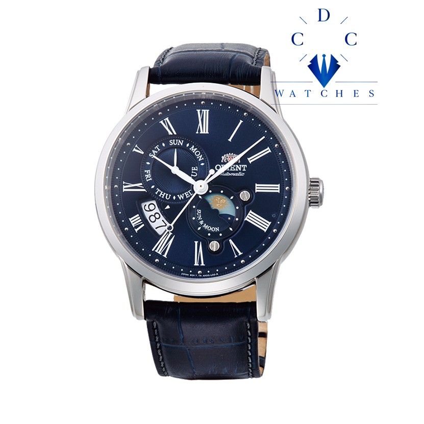 Đồng hồ Nam Dây da Orient Sun and Moon Gen 3 Rosegold/Cafe/Blue/White