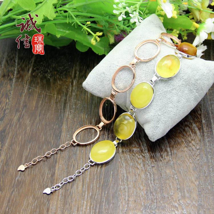 Giá Đỡ Vòng Đeo Tay Bằng Bạc Sterling S925 Bạch Kim Khảm Đá Hổ Phách Tự Làm 15 * 20