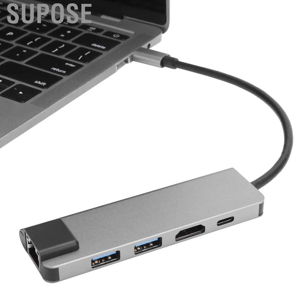 Supose 5 In 1 USB-C Hub 4K HDMI Type-C to PD RJ45 USB3.0 Adapter for iOS Samsung