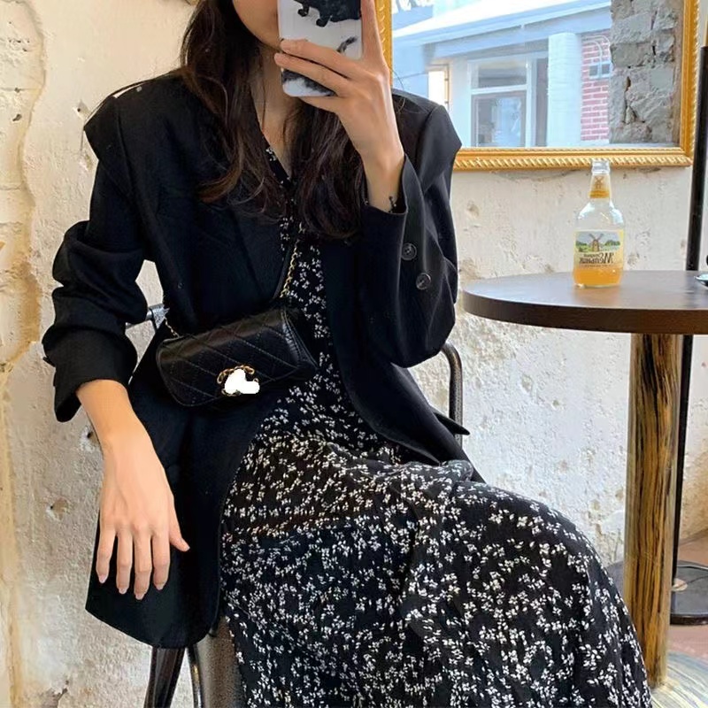 Đầm maxi Tay Dài Hoạ Tiết Hoa Phong Cách Hàn Quốc Mới