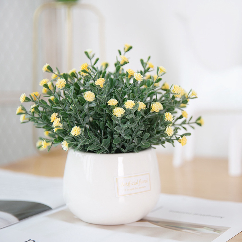 Chậu hoa cúc giả bằng nhựa thiết kế sống động trang trí cho ban công