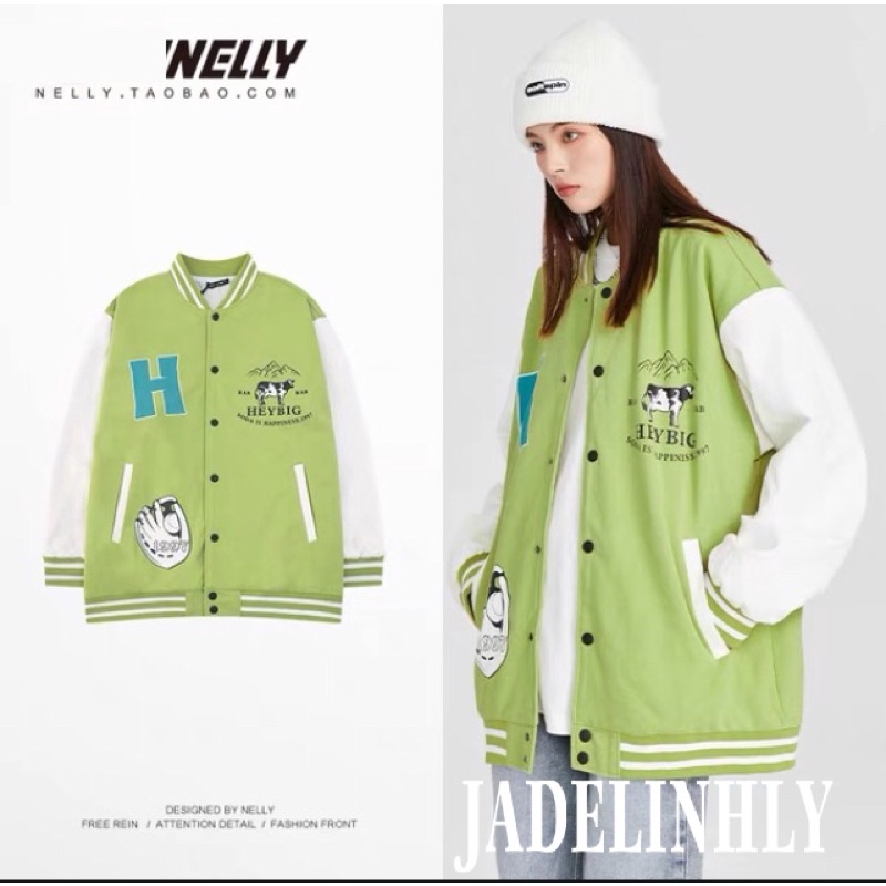Áo khoác nelly sale tay da (có sẵn) soda chữ h