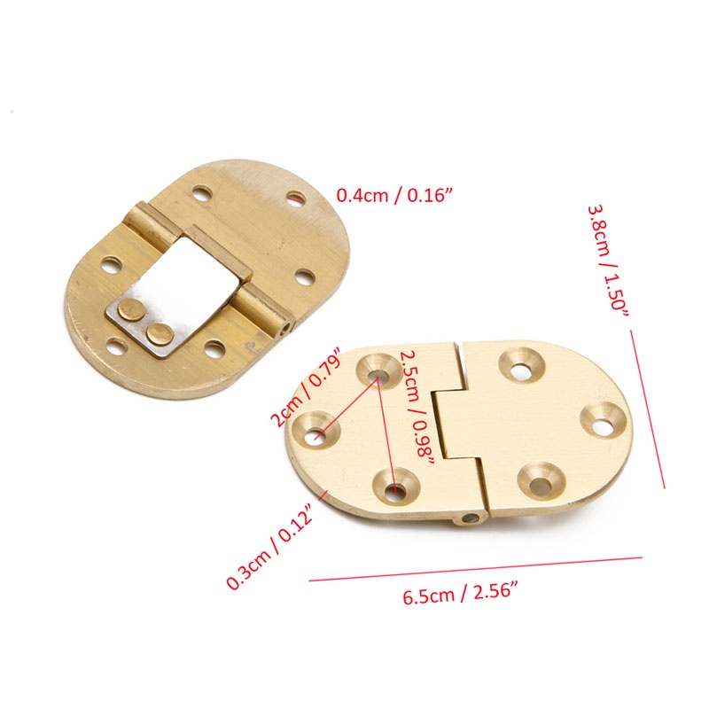 Set 2 Bản Lề Tròn Bằng Đồng Thau Kèm 12 Vít Cố Định