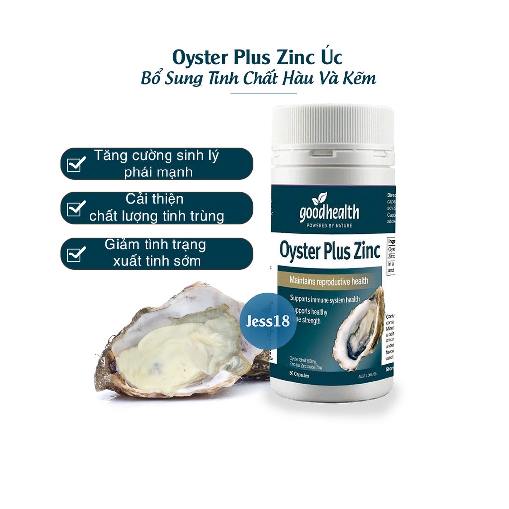 Tinh chất hàu Úc Oyster Plus Zinc Good Health 60 viên uống chính hãng cải thiên sinh lý cho nam giới- Jess18 Săn Sale