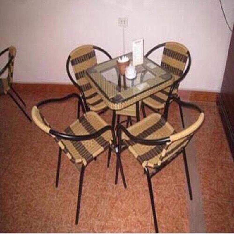 Ghế nhựa giả mây  ngoài  trời-bàn  ghế  cà  phê