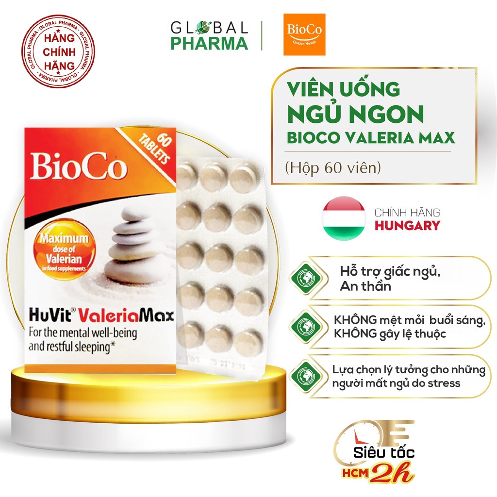 Viên uống Bioco Valeria Max giúp ngủ ngon, an thần, không gây phụ thuộc (Hộp 60v)