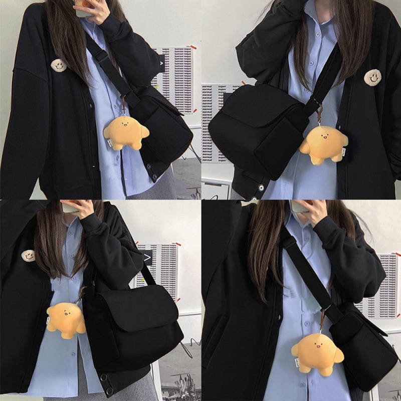 INS Korean Style Simple Pure Color All-Matching Japanese Crossbody Bag Fitness Shoulder Canvas Bag Schoolbag for Men and Women zFF6