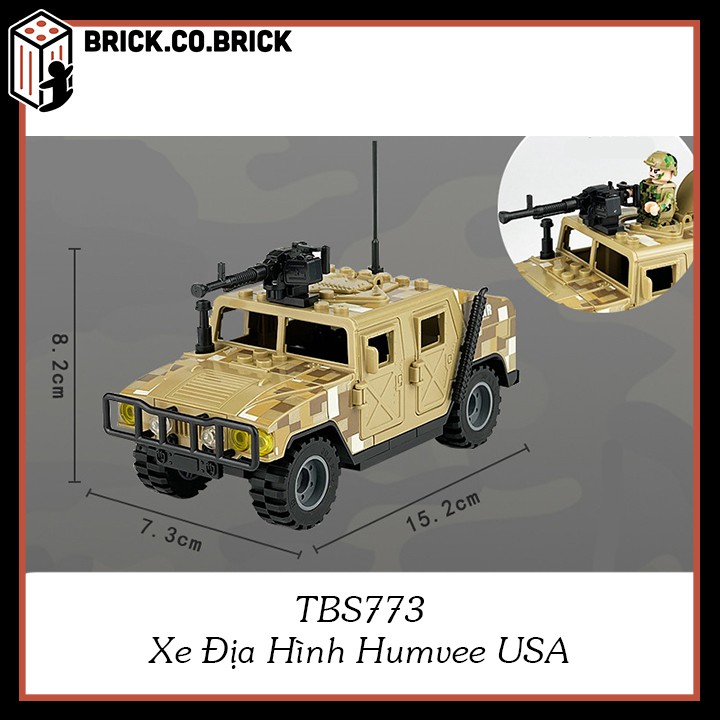 Bộ Lắp Ráp Xe Humvee USA Mô Hình Xe Thiết Giáp Quân Sự Mỹ Xe Địa Hình TBS773 3 màu