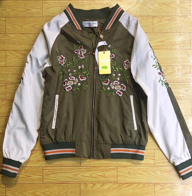 Áo gió bomber thêu hoa