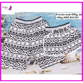 Set 2 Quần Đôi Đi Biển-Hàng Quảng Châu-Mẫu Thổ Cẩm