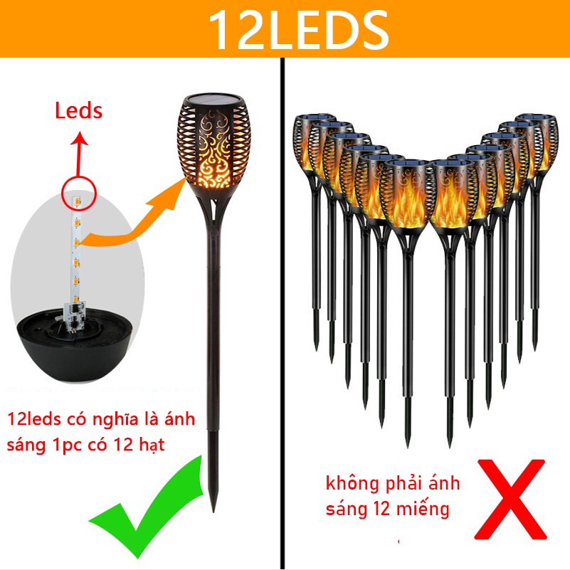 [Hàng sẵn sàng&amp;COD] Đèn LED 12/96 bóng sử dụng năng lượng mặt trời chống thấm nước trang trí sân vườn