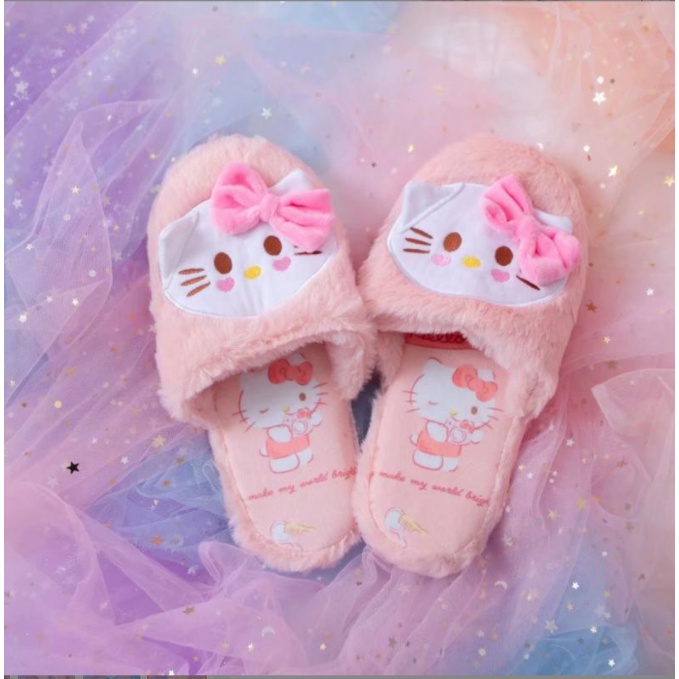 Dép bông đi trong nhà XIAODUOJIAJU chống trượt hình Hello Kitty xinh xắn thời trang 365