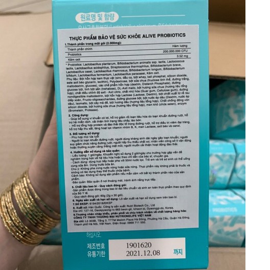 Men Vi Sinh Alive Probiotics Hàn Quốc