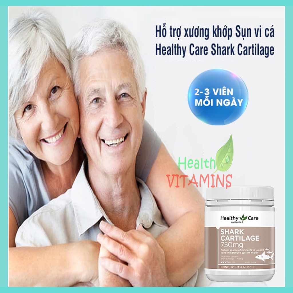 Sụn cá mập Healthy Care Shark Cartilage 750mg 200 viên của Úc