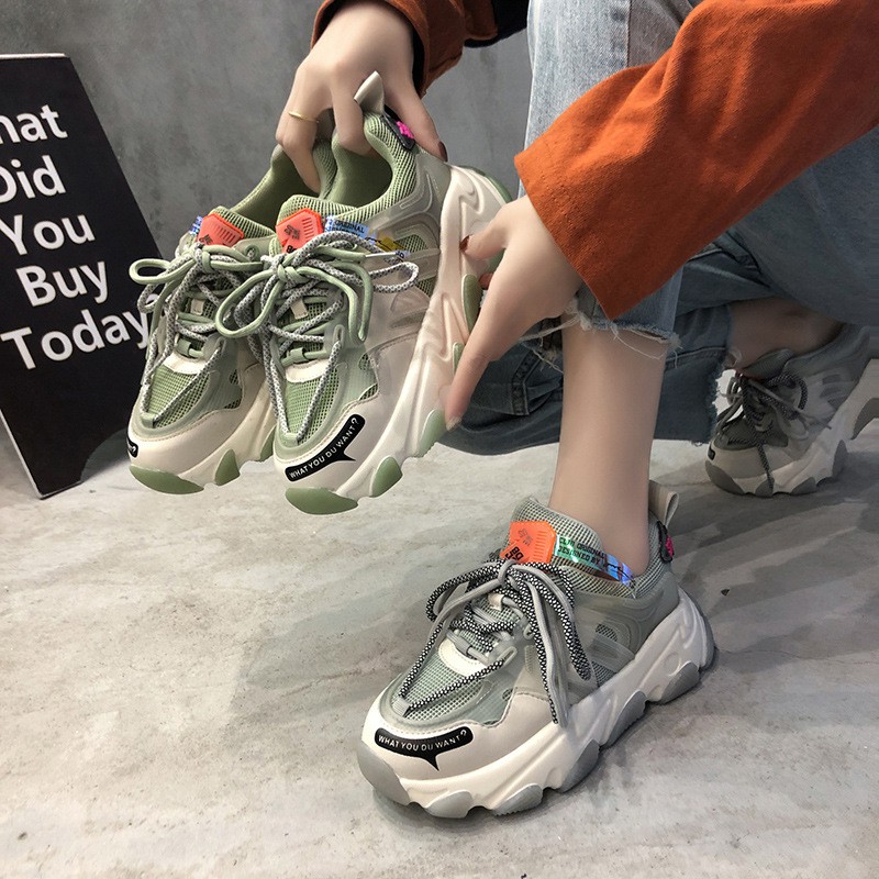 Giày thể thao nữ 2 dây buộc kiểu đế cao lượn sóng mẫu mới,trở thành cô gái tỏa sáng tốt nhất（07） | BigBuy360 - bigbuy360.vn