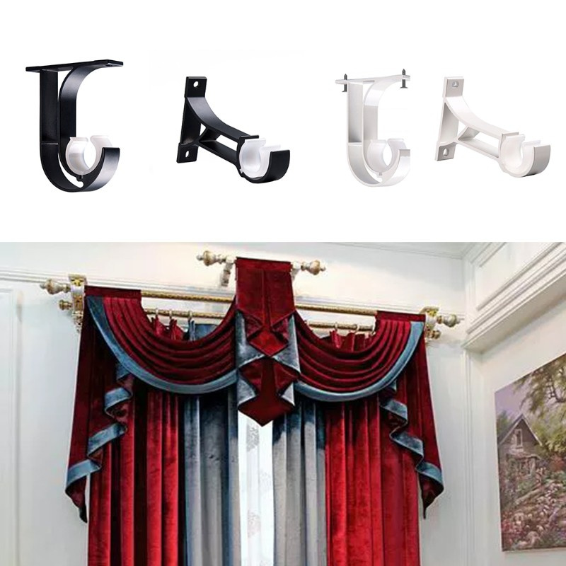 2 Giá đỡ thanh treo rèm cửa sổ 1 inch gắn tường tiện dụng