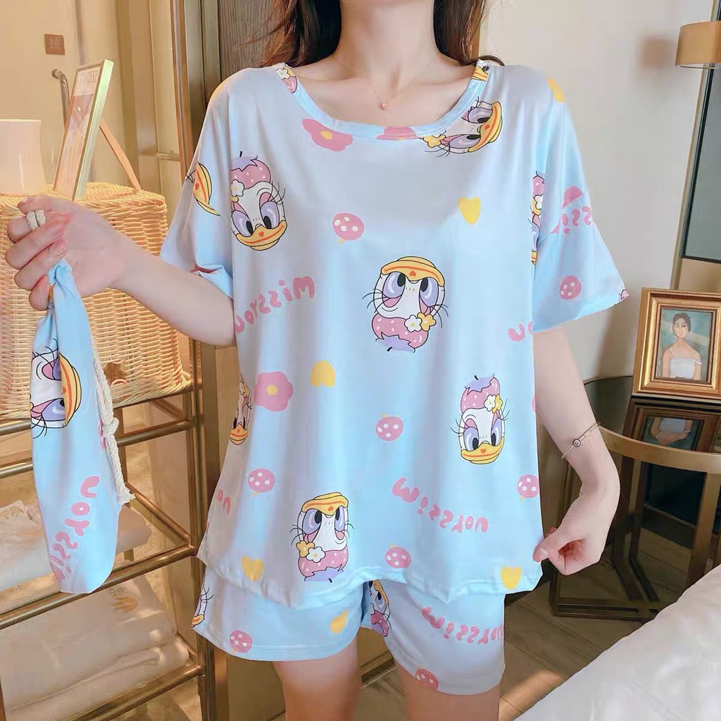 Sét Cộc Tay Icon Nữ Bộ Áo Thun From Rộng' Quần Ngắn CuTe Mặc Ở Nhà (HOT)