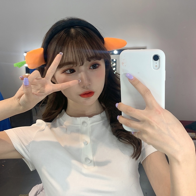 【Bờm Tóc】Băng đô cài tóc rửa mặt Lông Xù Hình Gấu Dâu Tây Chống Trượt Thời Trang Hàn Quốc