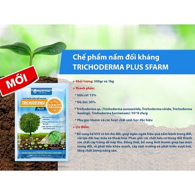Chế phẩm nấm đối kháng Trichoderma plus Sfarm - Gói 1kg